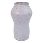 Vase en cramique maill blanc ros