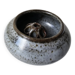 Vase en cramique pique - fleurs gris mouchet sign grald pott (diamtre 12