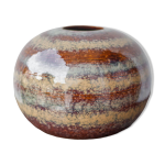 Vase cramique vernisse strie, vase boule, pot  fleurs, dcoration intrieur, collection, 70's