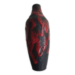 Vase cramique west - germany lava noir rouge annes 1960