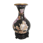 Vase chinois noir cloisonn vintage