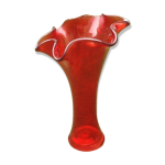 Vase cornet centre de table verre souffl et color rouge rubis