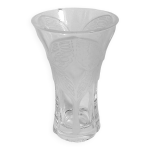 Vase cristal d'arques avec papillon relief en verre dpoli hauteur 20 cm