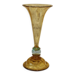 Vase de la cristallerie de portieux en verre jaune et bleu