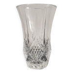 Vase cylindrique à col évasé en cristal moulé lorraine Vase cylindrique à col évasé en cristal moulé lorraine