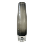 Vase cylindrique en verre de murano noir / gris, design milieu du sicle