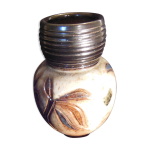 Vase dcor abstrait, cramique polychrome, maill, signature au cul a identifier