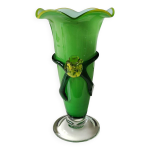 Vase design forme florale / rose jaune en relief, col forme corolle. style murano. haut 25 cm