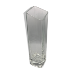 Vase forme carré relief géométrique en verre épais translucide 28 cm Vase forme carré relief géométrique en verre épais translucide 28 cm