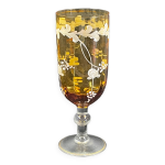 Vase en forme de verre sur pied douche verre peint maill 22, 5 cm