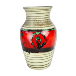 Vase  frise  rond vert et rouge