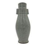 Vase gris forme hu cramique craquele chine