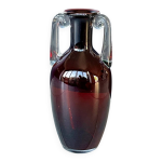 Vase hsk tarnowiec amfora en verre rubis avec poignes transparentes art konstglas vintage