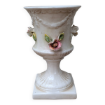Vase italien ancien en cramique style barbotine  dcor de roses