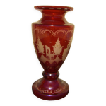 Vase  jacinthe poque napolon iii , cristal de bohme , rouge grenat