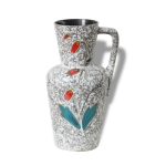 Important vase jarre pichet gant  dcor de fleurs 1960 1970 vintage sign west germany 60's 70's
