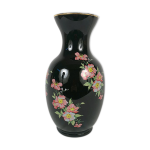Vase opalin noir à décor de fleurs Vase opalin noir à décor de fleurs