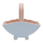 Vase panier vintage en c�ramique rose et bleu