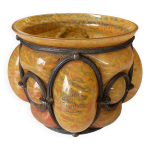 Vase pte de verre et fer forg dit lorrian par delatte nancy 1930 art dco