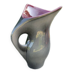 Vase pichet en faence de blois vernisse coloris gris et bordeaux