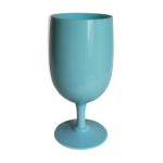 Vase  pied en opaline bleue vintage