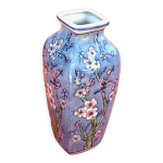 Vase porcelaine asiatique dcor d' oiseaux branchs / fleurs de lotus