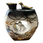 Vase en porcelaine japonais chat porte - bonheur