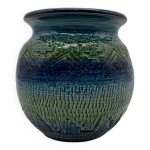 Vase rond aldo londi, riminie blu, c�ramique bleu vert, vers 1960