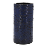 Vase rouleau bleu en cramique chamotte, annes 70