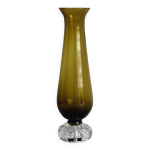 Vase soliflore en verre ambr jaune