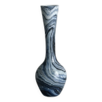 Vase soliflore en verre bleu marbr�