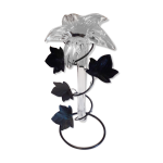 Vase soliflore en verre en forme de fleur de lys sur socle mtal