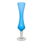 Vase soliflore vintage opaline bleu clair et blanc