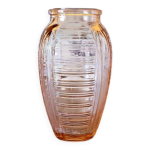 Vase style art dco en verre couleur saumon