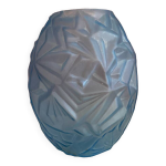 Vase style art dco en verre, vintage, motifs gomtriques.