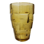 Vase stylis en verre jaune, art dco