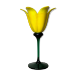 Vase sur pied en pte de verre forme tulipe