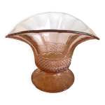 Vase sur pied en verre rose art dco