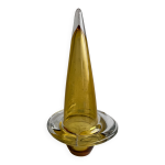 Vase  toupie en verre souffl bouche couleur miel ambr de schott studio, avec rebord transparent, 36 ...