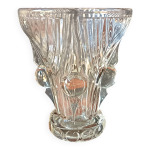 Vase transparent verre moul� press� vintage 1950