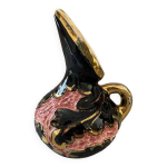 Vase vallauris ou cramique de monaco fait main noir rose et dor