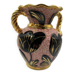 Vase vallauris vintage - rose noir doré fleurs tulipe - décoration 1950 - 1960 Vase vallauris vintage - rose noir doré fleurs tulipe - décoration 1950 - 1960