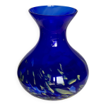 Vase verre bleu mouchet� la roch�re vintage 1970 - 80