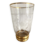 Vase en verre grav et dorure 22cm