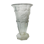 Vase en verre guirlande de fleurs en verre depoli epoque art nouveau