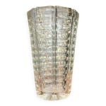 Vase en verre moul art dco motif gomtrique des annes 40