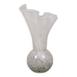 Vase en verre de murano blanc, italie, design vintage souffl  la bouche
