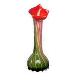 Vase verre murano lys calla - souffl� c�tel� floriforme - italie - art d�co - 1970 - 1980
