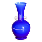 Vase en verre de murano souffl bouche bleu