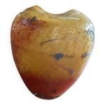 Vase en verre murano souffl sign couleur rouge ambre